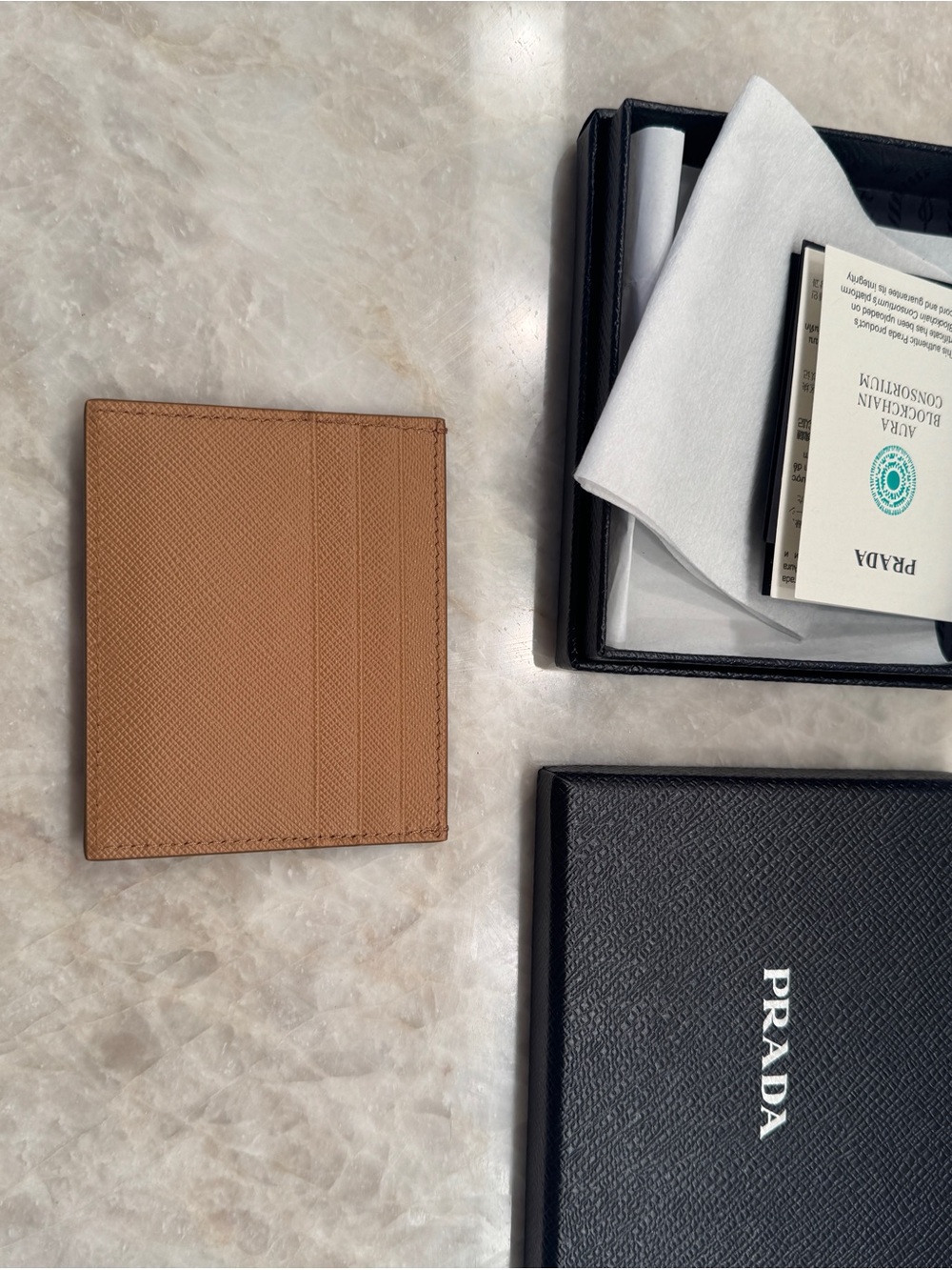 Prada Brown Saffiano Leather Card Holder - Picture 2 of 4